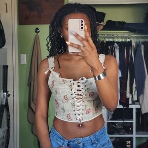 CIDER Floral Corset Bustier Top